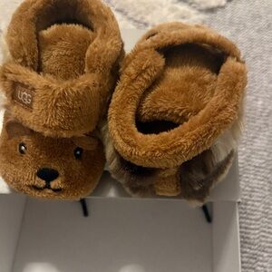 UGG Tan Bear Face Kids Booties
